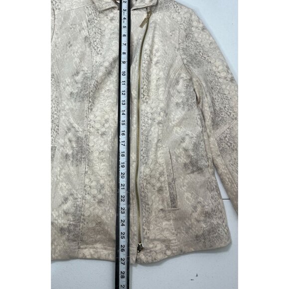 Chicos tan faux suede moto jacket small snake print preppy old money quiet luxur - Picture 12 of 16